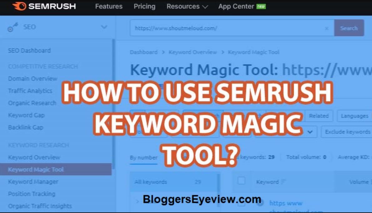 How to use Semrush Keyword Magic Tool